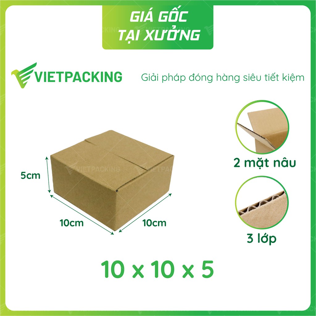 [GIÁ HOT] 50 Hộp carton 10x10x5 giấy cứng đẹp